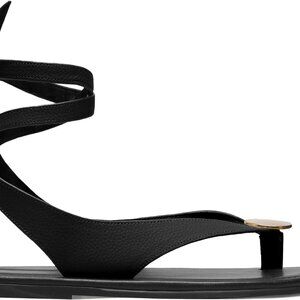 Women’s Flat Sandals Suede 7.5 Stylish Metal Circular Ankle Strap Dressy